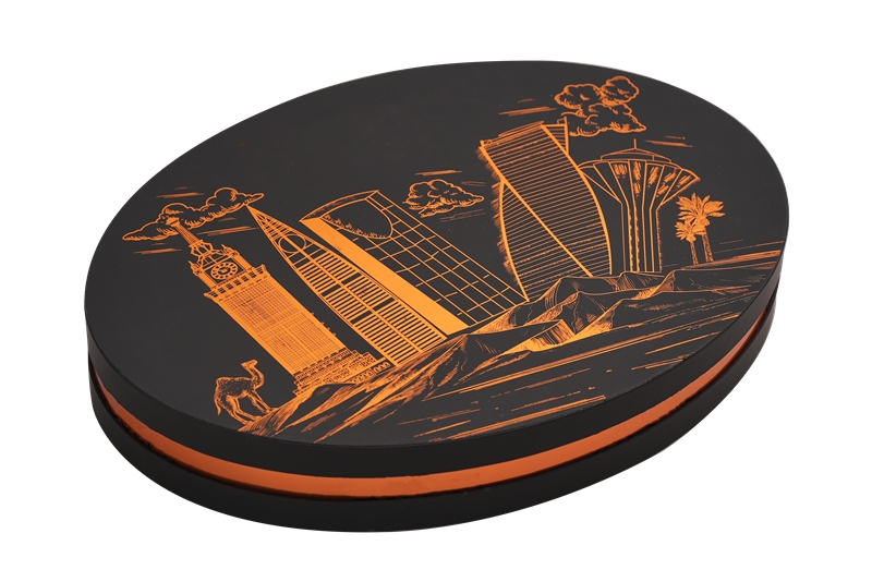 Black Hot Stamp Printing Shoulder and Neck Oval Shape Boxes
