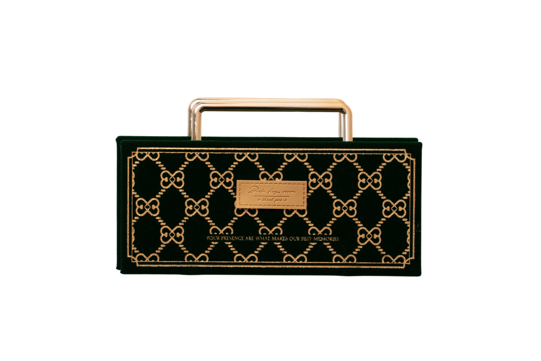 Gift Boxes covering with fabric with metal handle